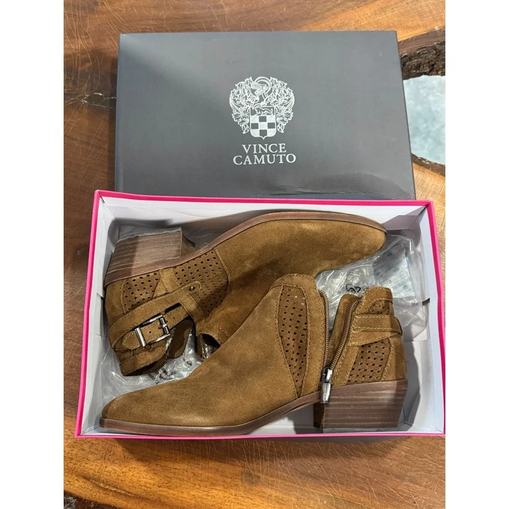 Vince Camuto Suede Ankle Boots 11M/41 Brown NIB China
